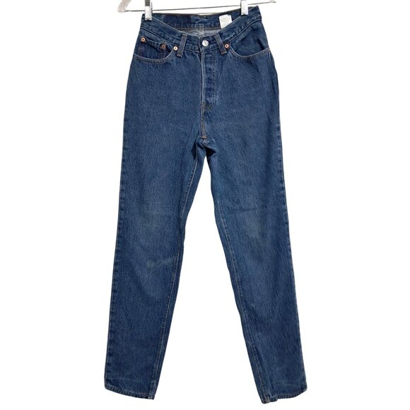 Vintage 1993 Levis 501 Jeans Womens Size 5 L Blue Denim Made In USA Button Fly H - Picture 4 of 11